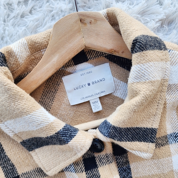 Lucky Brand‎ Tan Plaid Cotton Shacket - Picture 5 of 8